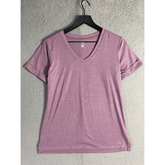Pink V-Neck Lightweight Performance Tee Short Sleeve Polyester Shirt Women S - Picture 5 of 8
